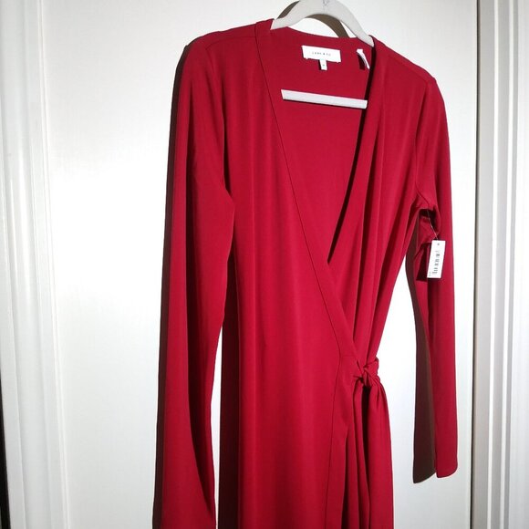 Lark & Ro Red Wrap Dress | Long Sleeve | Size M | Holiday Party - Picture 3 of 8
